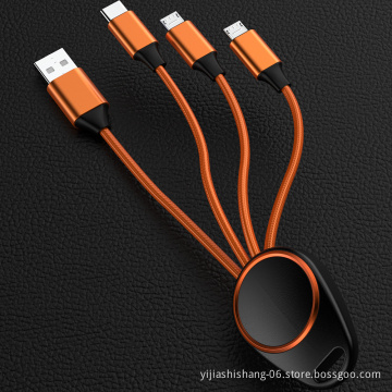 Water Drop Shape LED And Braided Weave Light Up LOGO Multi USB Phone Charging Cables Keychain Promotional Gifts Merchandise